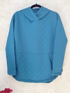 Eddie Bauer Teal Quilted Hooded Pullover Women’s Small Active Hoodie EUC